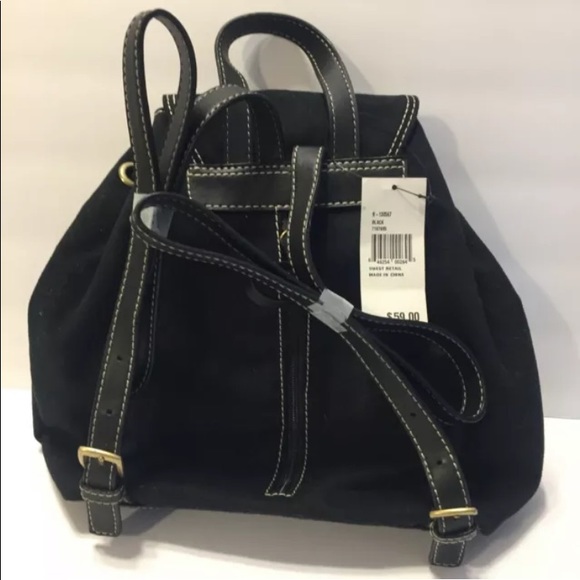NWT Nine West Black Fabric Backpack Back Zipper - Picture 2 of 4